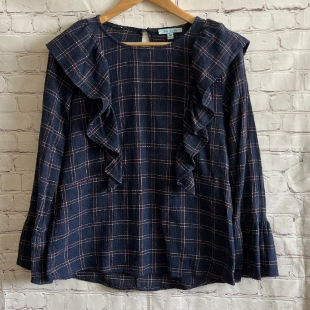 Plaid Ruffle Blouse